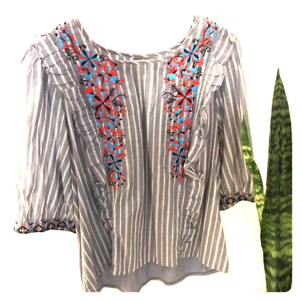 Embroidered anthropology blouse